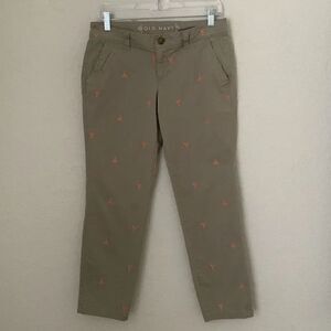 Old Navy Khaki Embroidered Lobster Cropped Pants Size 4